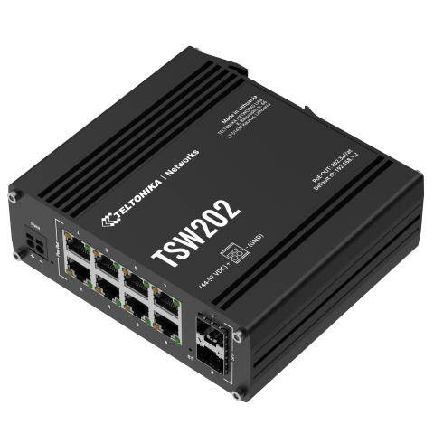 Teltonika TSW202 Industrieller Ethernet Switch, gemanagt, 8x Gigabit Ethernet, PoE