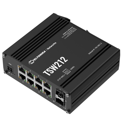 Teltonika TSW212 Industrieller Ethernet Switch, gemanagt, 8x Gigabit Ethernet, Hutschienen-Option