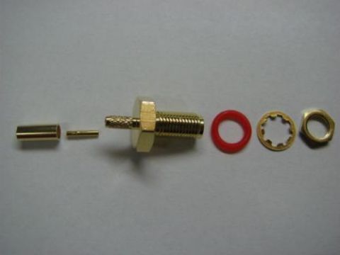 Adapter cable RG174, 30cm, SMA(f) socket for installation 10mm with nut gold plated to SMA(m)