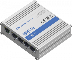 Teltonika TSW110 L2 Industrieller Ethernet Switch, ungemanagt, 5x Gigabit Ethernet, Hutschienen-Option