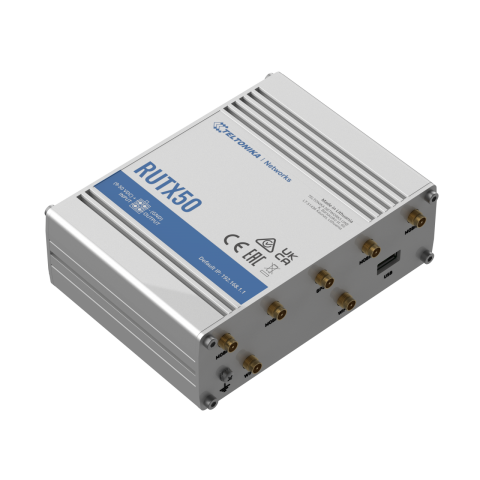 Teltonika RUTX50 industrieller 5G Router, 2x SIM, Quad Core CPU, 256 MB RAM, 9-50V