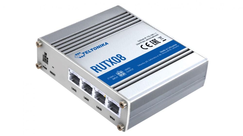 Teltonika RUTX08 industrial VPN Router, 4 Lan, Quad Core CPU, 256 MB RAM, 9-50V