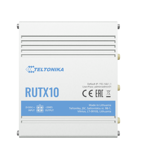 Teltonika RUTX10 Next Generation Enterprise WiFi Router, Quad Core CPU, 256 MB RAM, 9-50V
