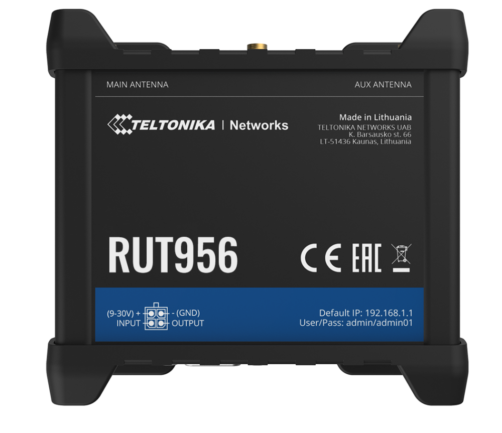 Teltonika RUT956 (Quectel Modul) Industrial Router, GNSS, 10/100 Mbps